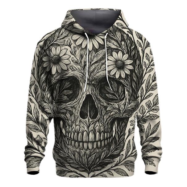 Botanical Line Art Skull pullover hoodies