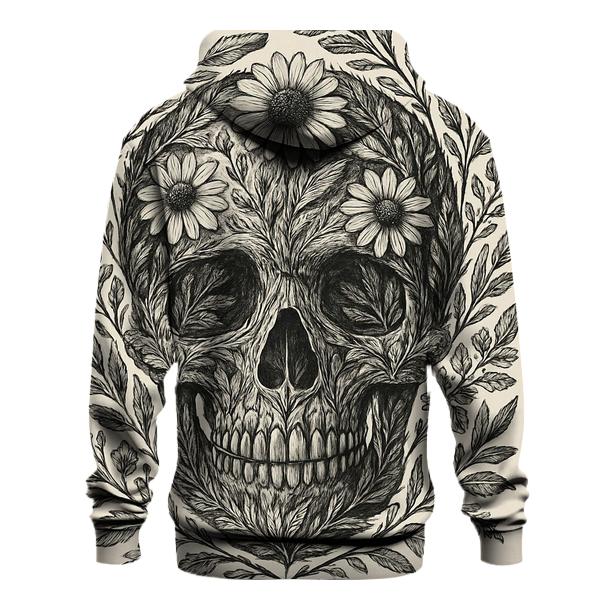 Botanical Line Art Skull pullover hoodies