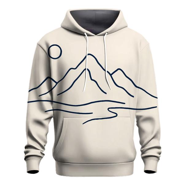 Minimalist Mountain Monoline printed hoodies