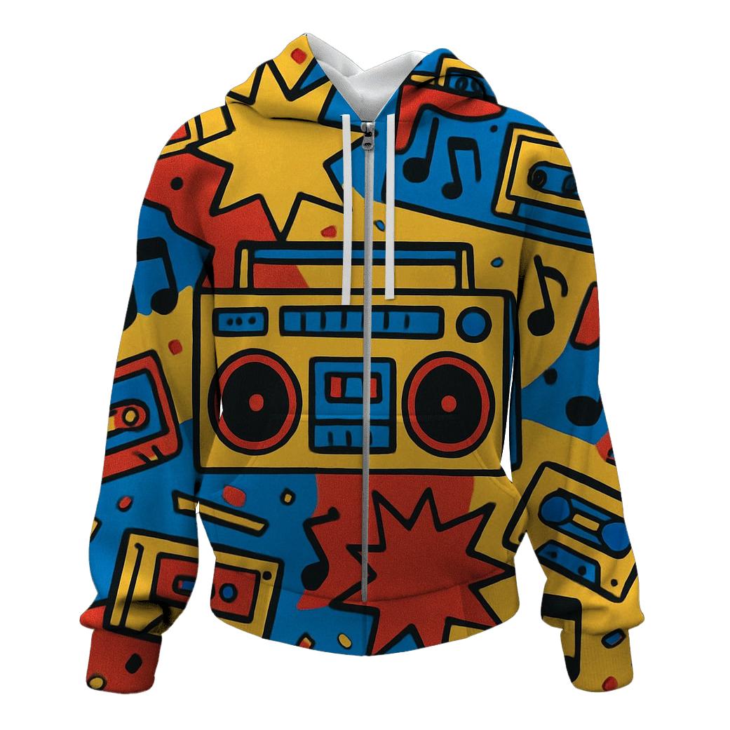 Boombox Pop Collage zip-up hoodies