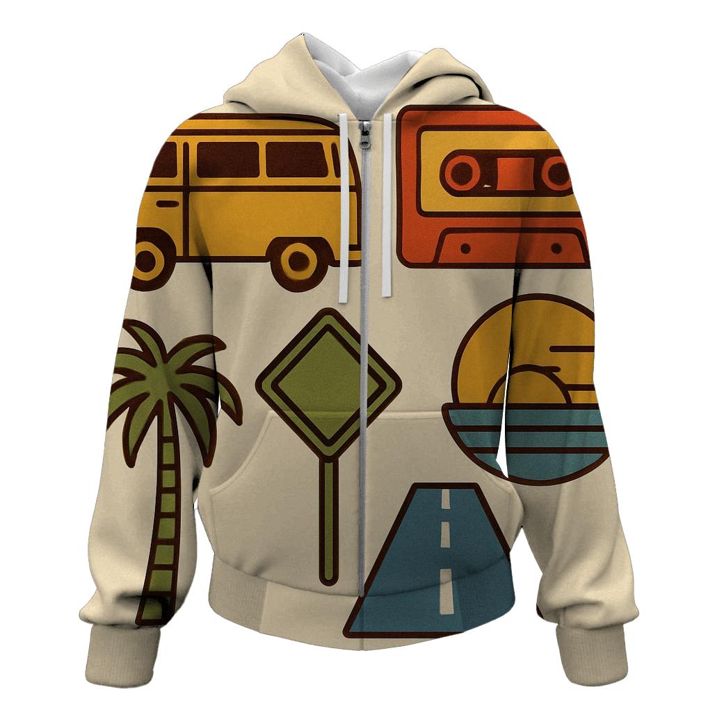 Retro Road Trip Icons printed hoodies
