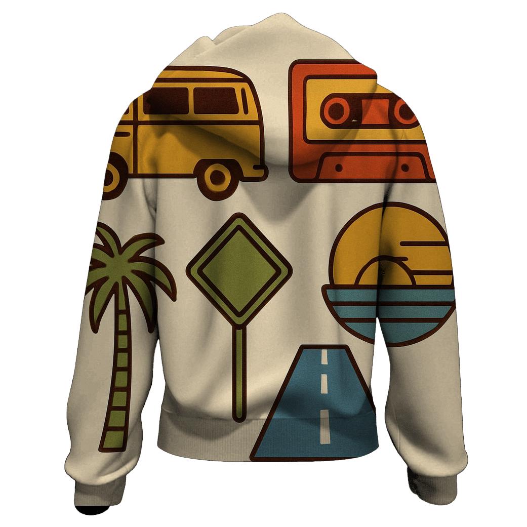 Retro Road Trip Icons printed hoodies