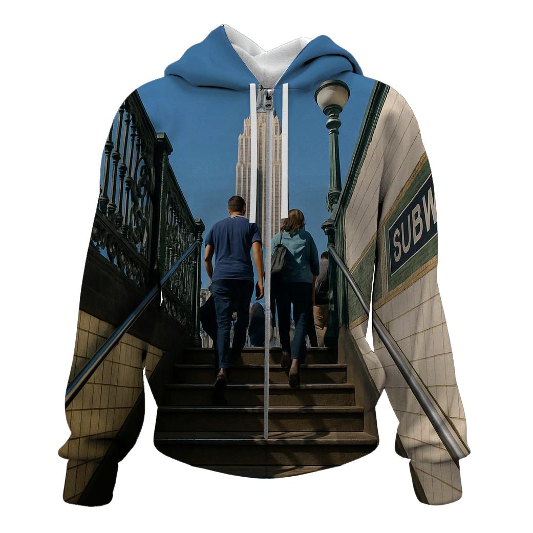Subway Entrance Framing The Skyline printed hoodies