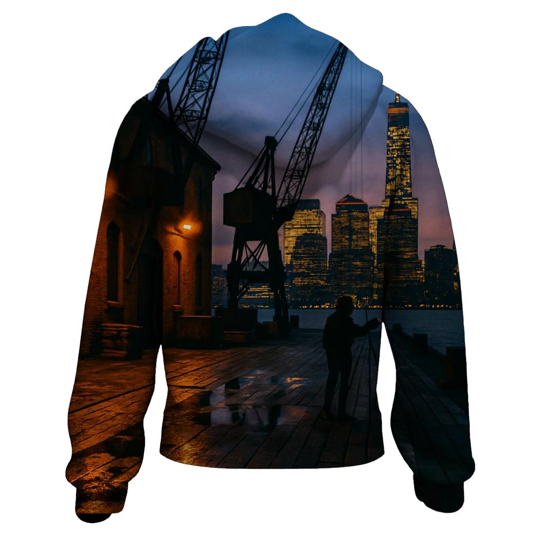 Industrial Pier Dusk embroidered hoodies