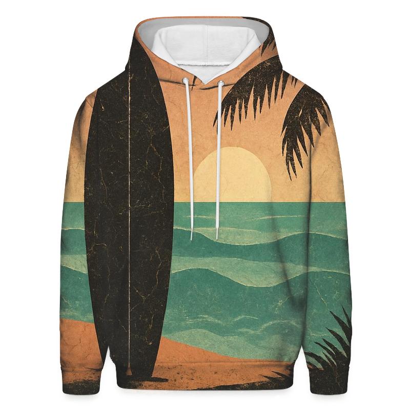 Vintage Surf Sunset Poster premium hoodies
