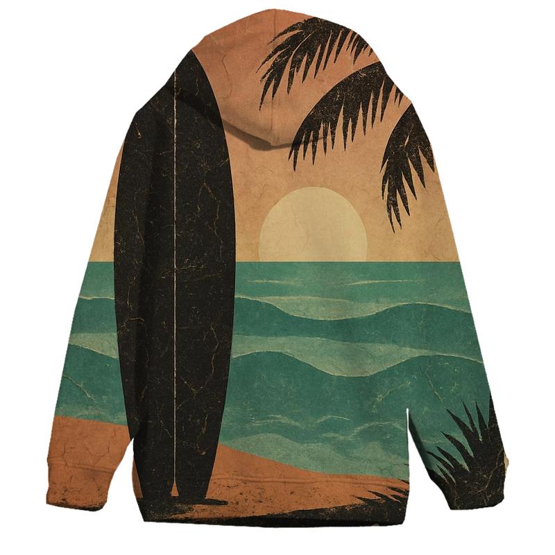 Vintage Surf Sunset Poster premium hoodies