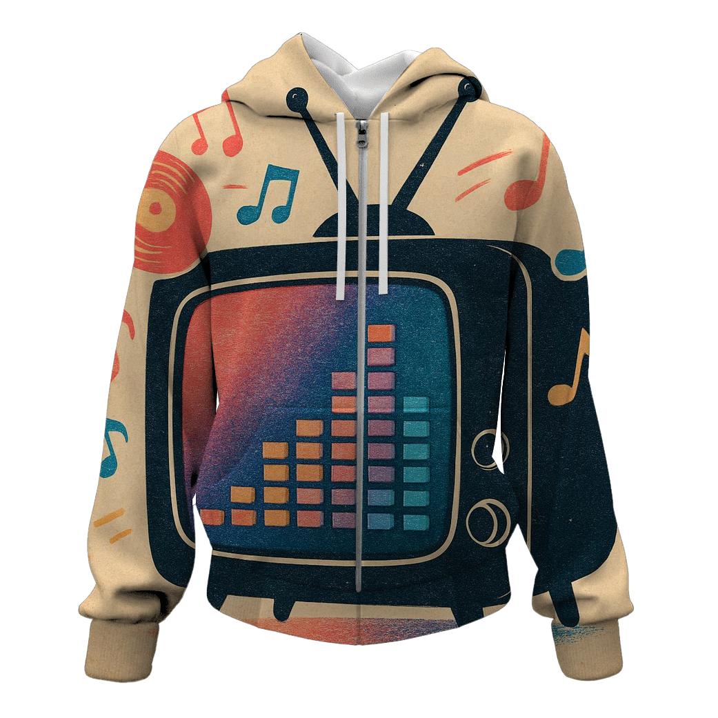 Retro TV Remix printed hoodies