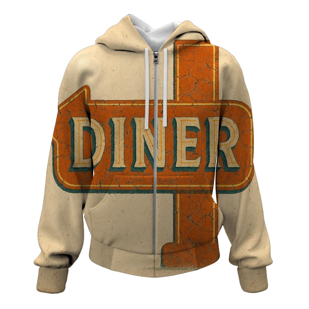 Burnt Orange Roadside Diner Sign heavyweight hoodies