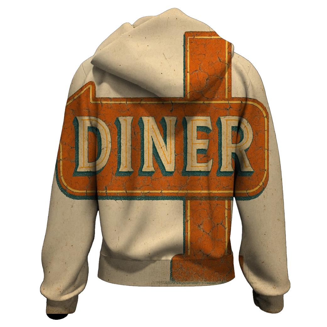 Burnt Orange Roadside Diner Sign heavyweight hoodies