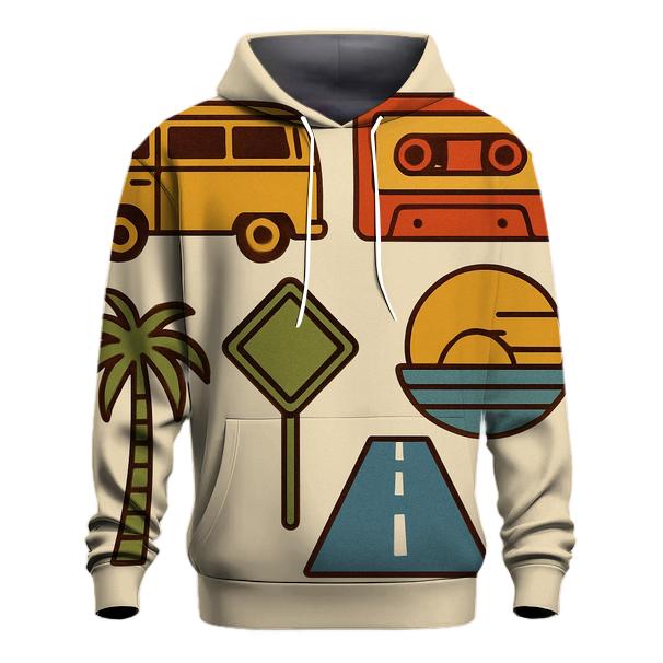 Retro Road Trip Icons lightweight hoodies