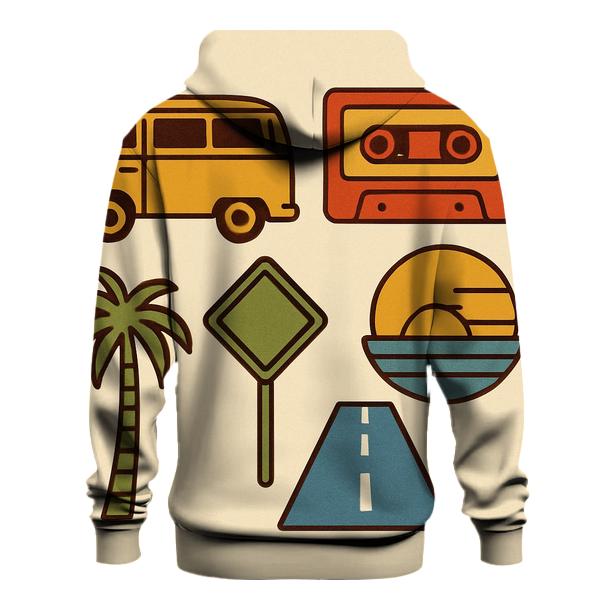 Retro Road Trip Icons lightweight hoodies