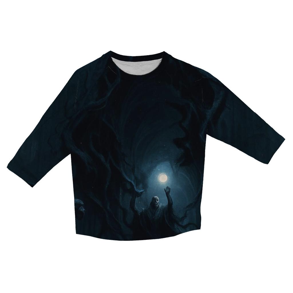 Cursed Cathedral Of Shadow Tendrils printed three quarter sleeve shirts