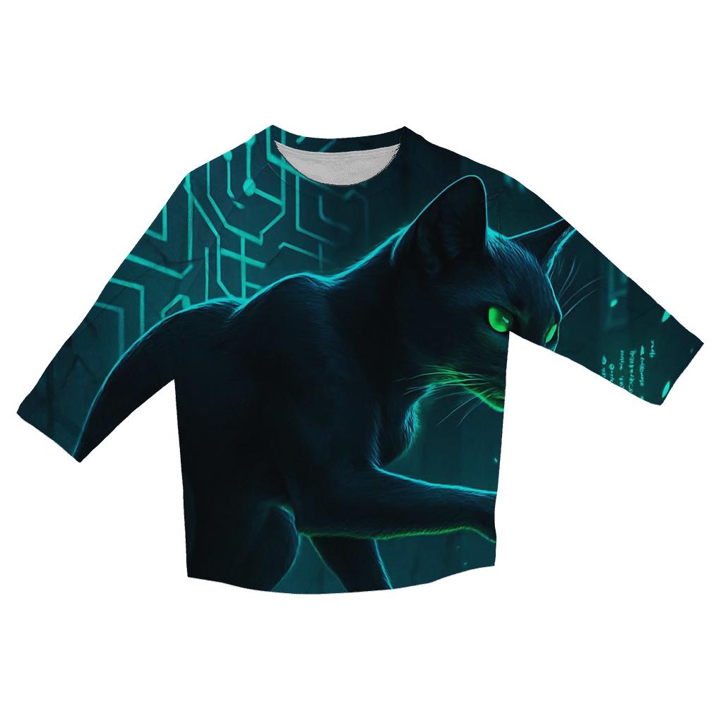 Quantum Alley Hacker Cat custom 3/4 sleeve shirts
