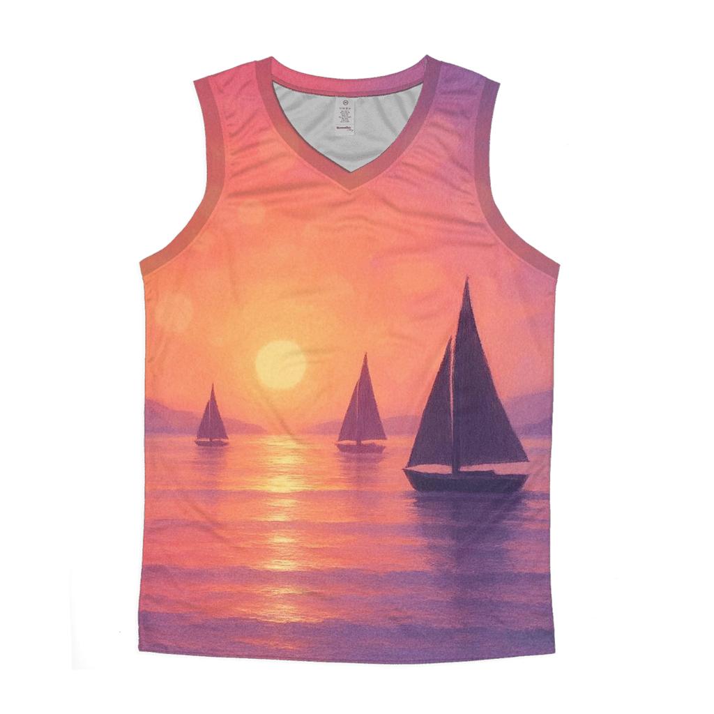 Coral Horizon Drift personalized athletic tanks