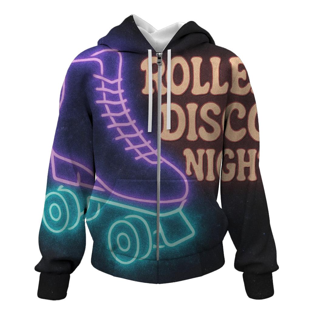 Faded Roller Rink Neon Poster zip-up hoodies
