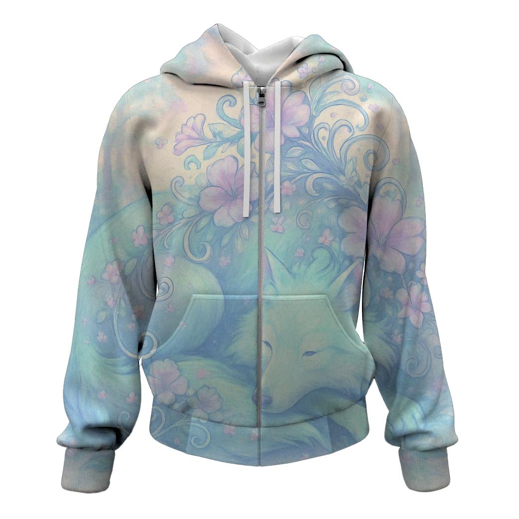 Blooming Spirit Wolf heavyweight hoodies