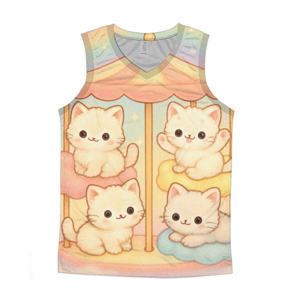 Cloud Carousel Cat personalized athletic tanks