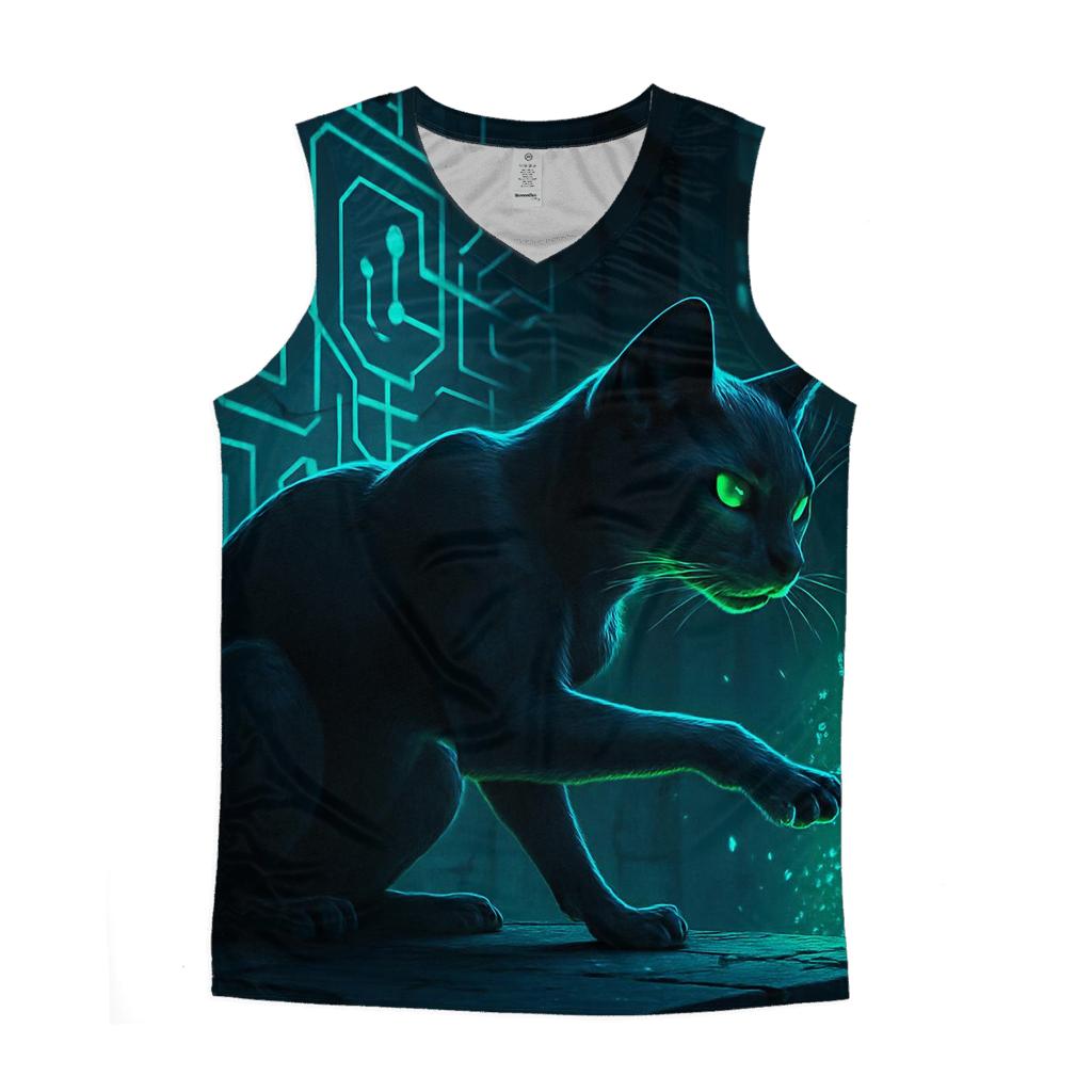 Quantum Alley Hacker Cat stylish racerback tanks
