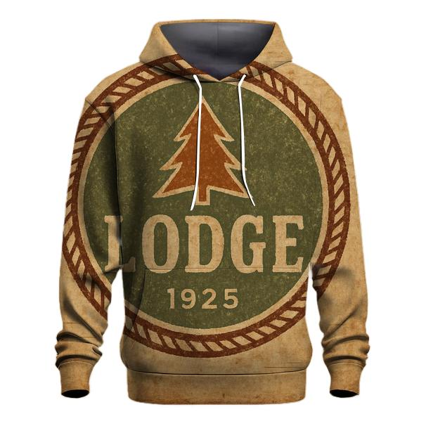 Rustic Mountain Lodge Badge pullover hoodies