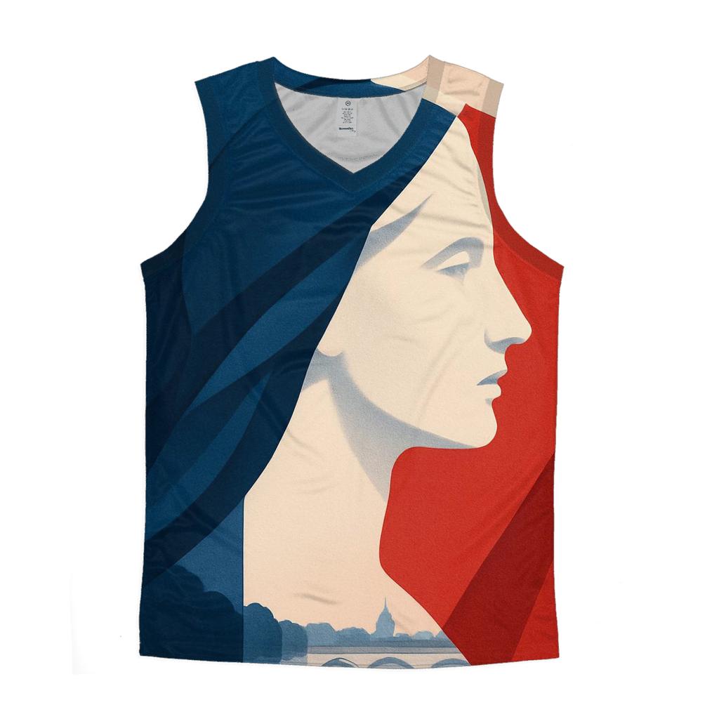 Tricolor Arcs France graphic print tank tops