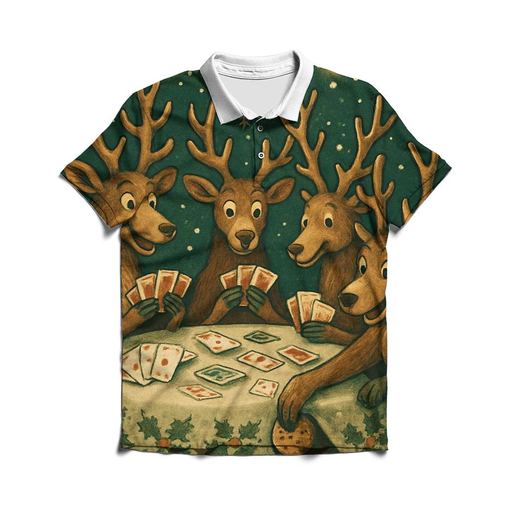 Reindeer Poker Night casual sports polo shirts