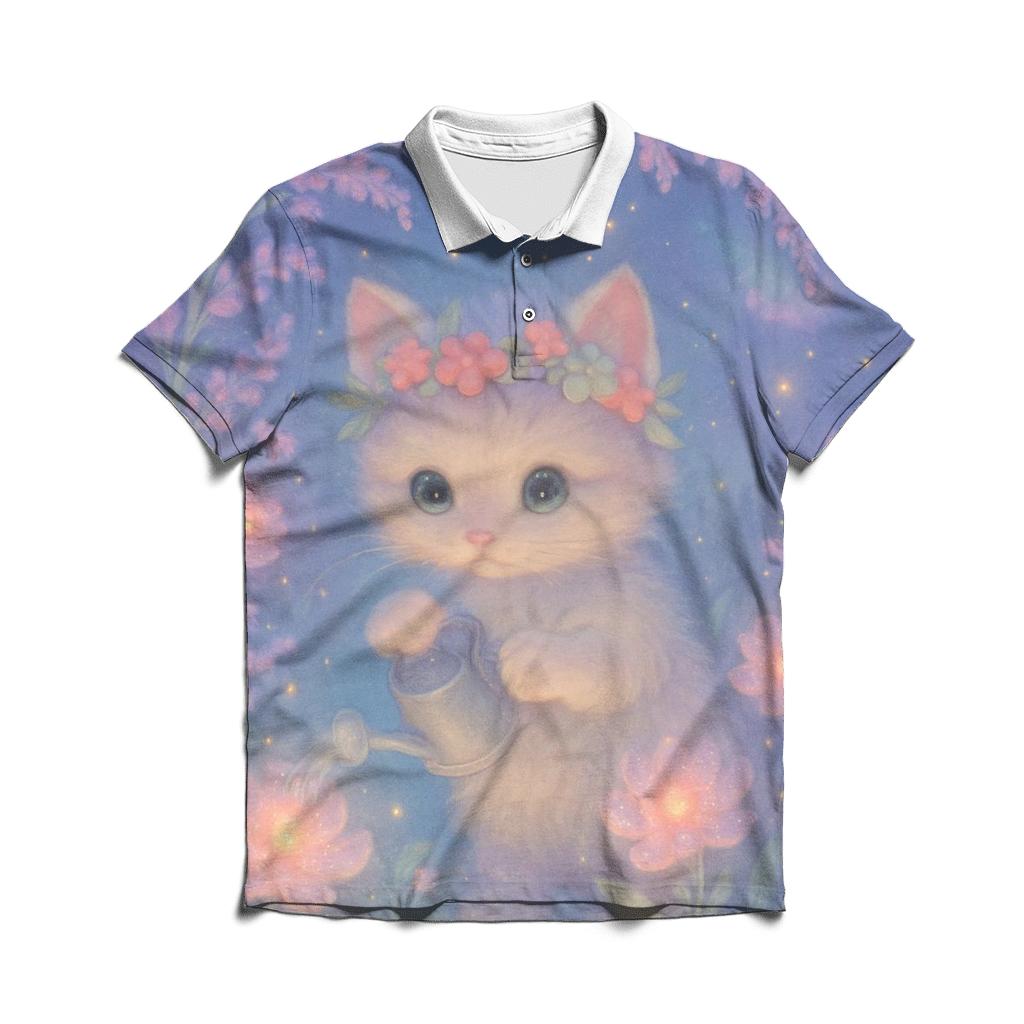Galaxy Garden Kitten premium cotton polo shirts