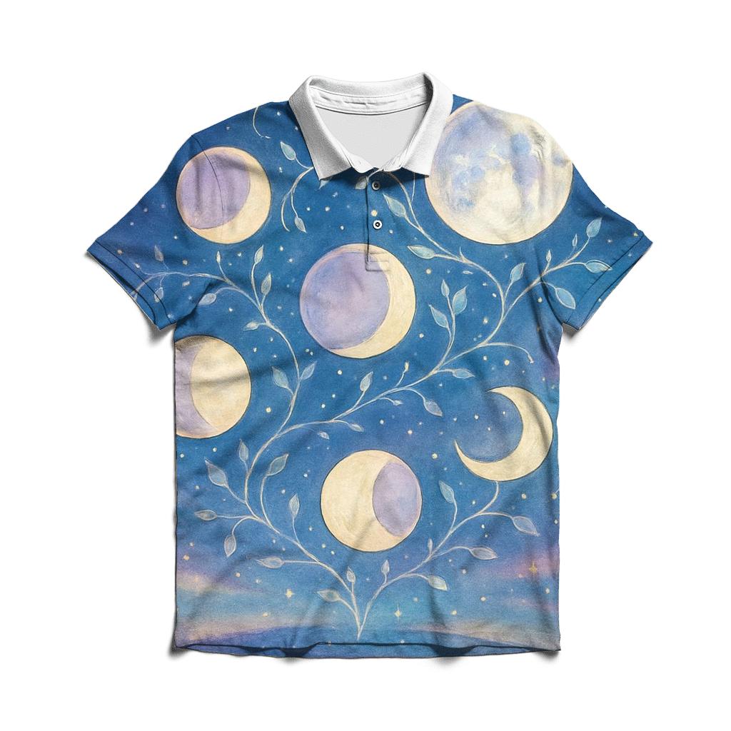 Moonphase Garden personalized polo shirts