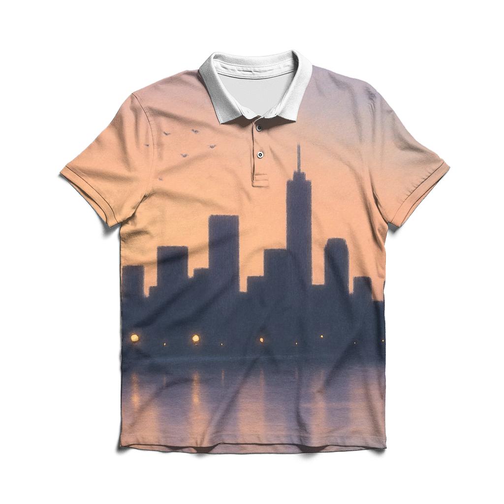 Lavender City Afterglow stylish collar polo tees