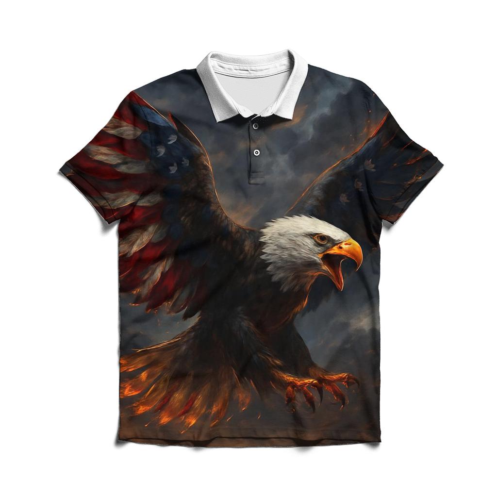 Eagle Flame Banner casual sports polo shirts