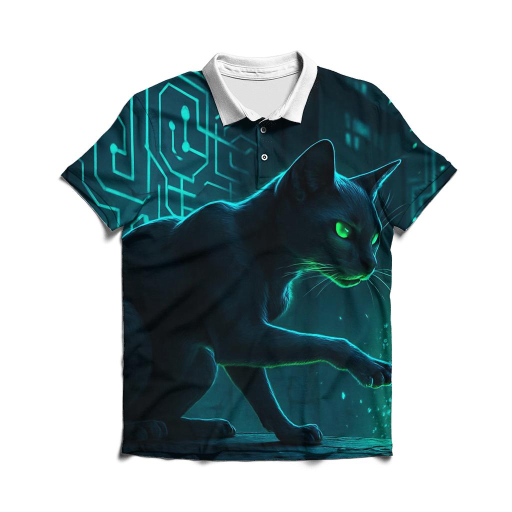 Quantum Alley Hacker Cat personalized polo shirts