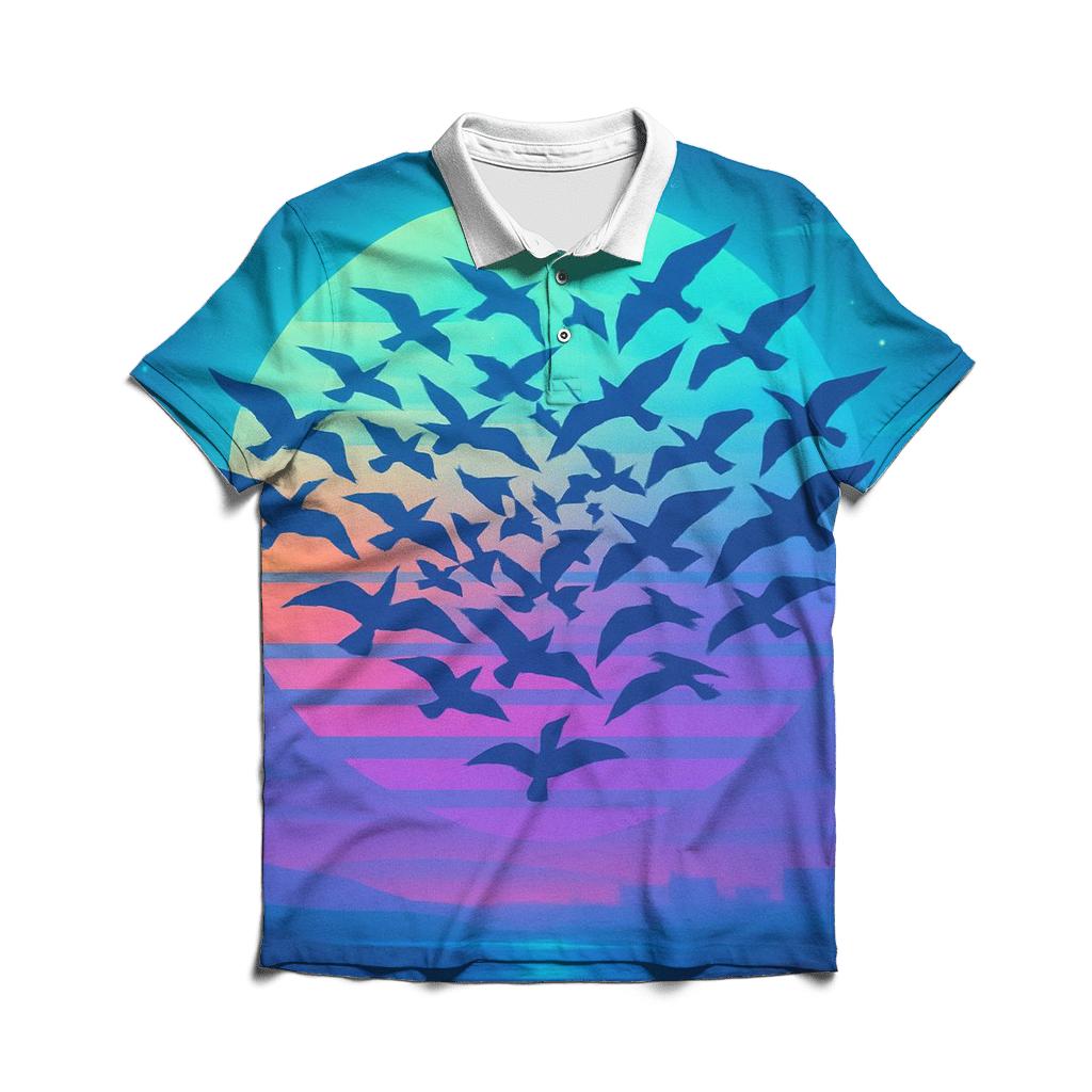 Indigo Flight Mosaic premium cotton polo shirts