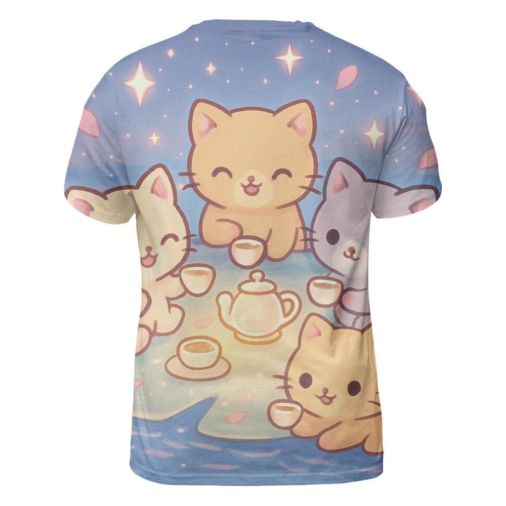 Starlight Tea Party Kittens vibrant all-over design tees