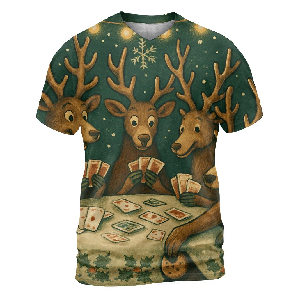 Reindeer Poker Night designer pattern shirts