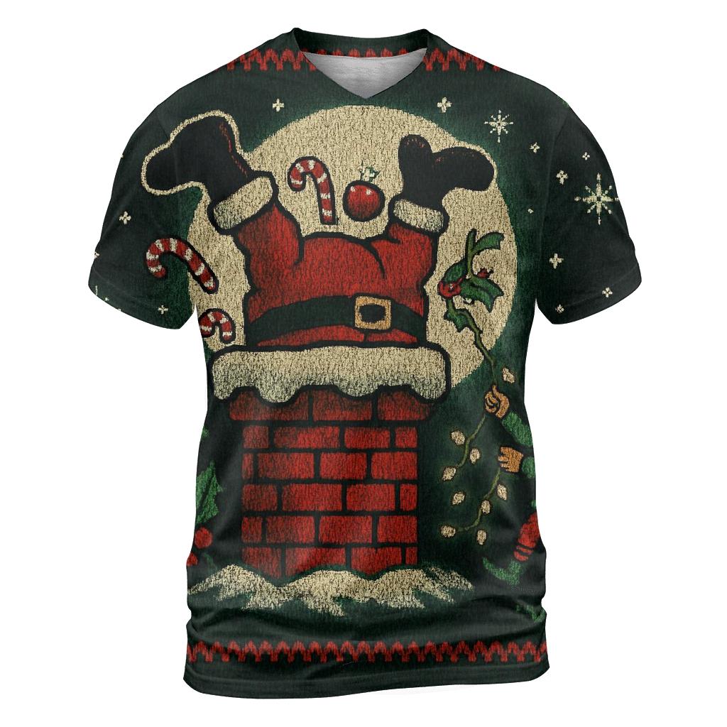 Santa Stuck In Chimney Chaos personalized full print shirts