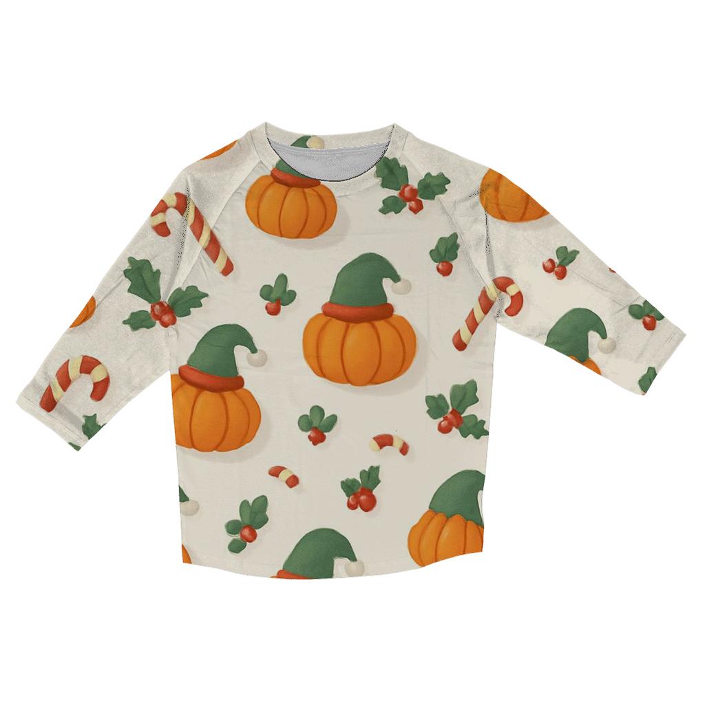 Merry Scatter Of Mini Pumpkins custom 3/4 sleeve shirts