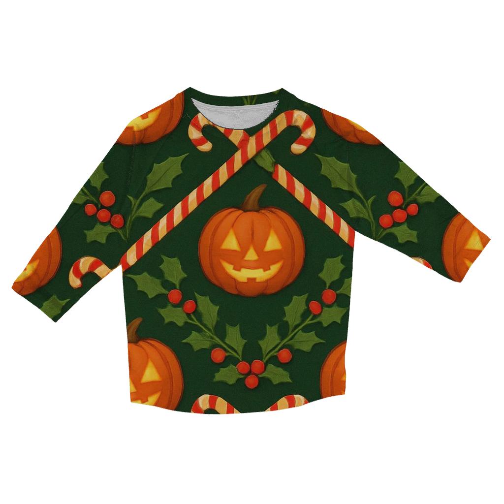 Noel Pumpkin Chevron Flow custom 3/4 sleeve shirts