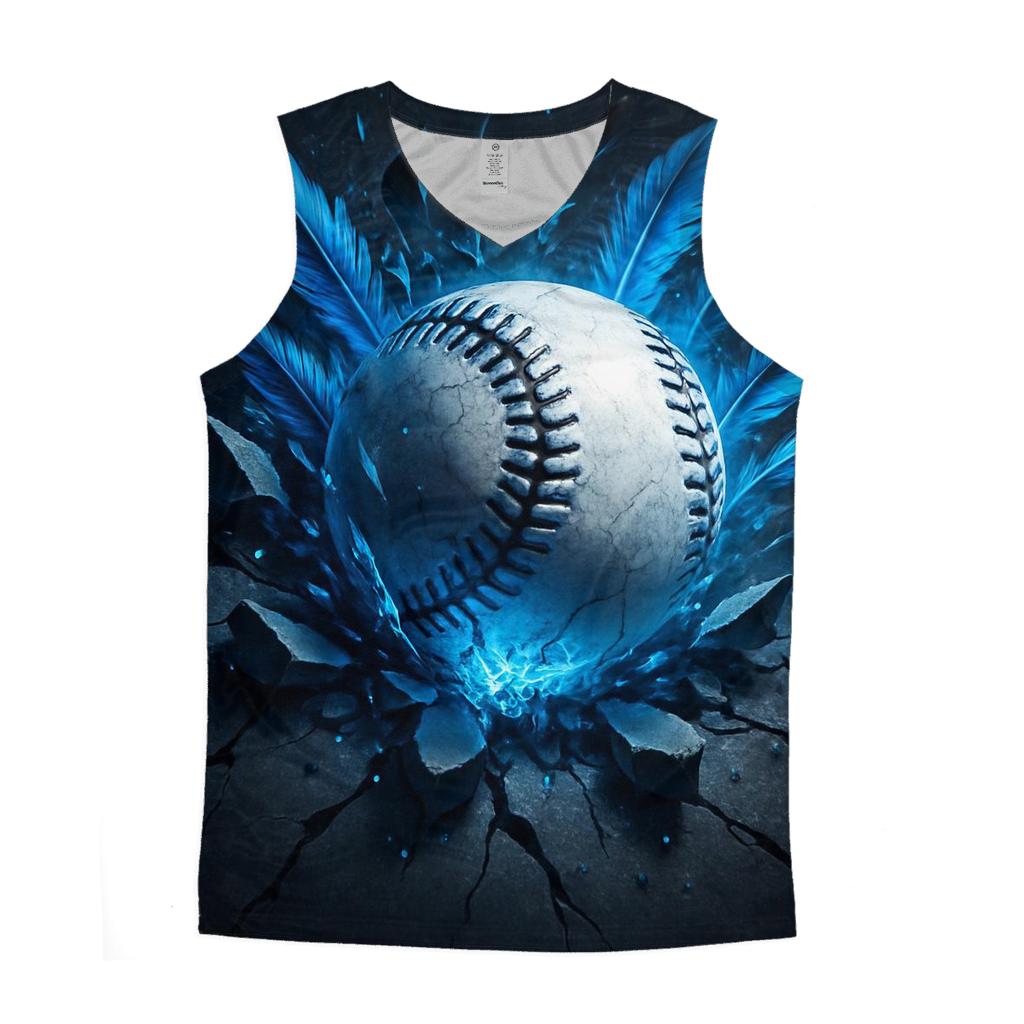 Feather Burst Breaking Through Blue Jays personalized athletic tanks
