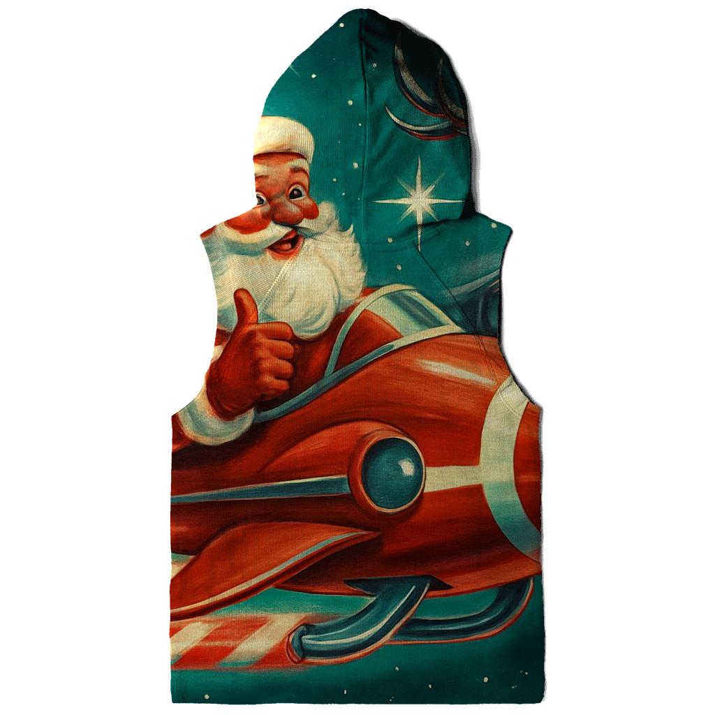 Retro Rocket Sleigh Santa lightweight hoodies