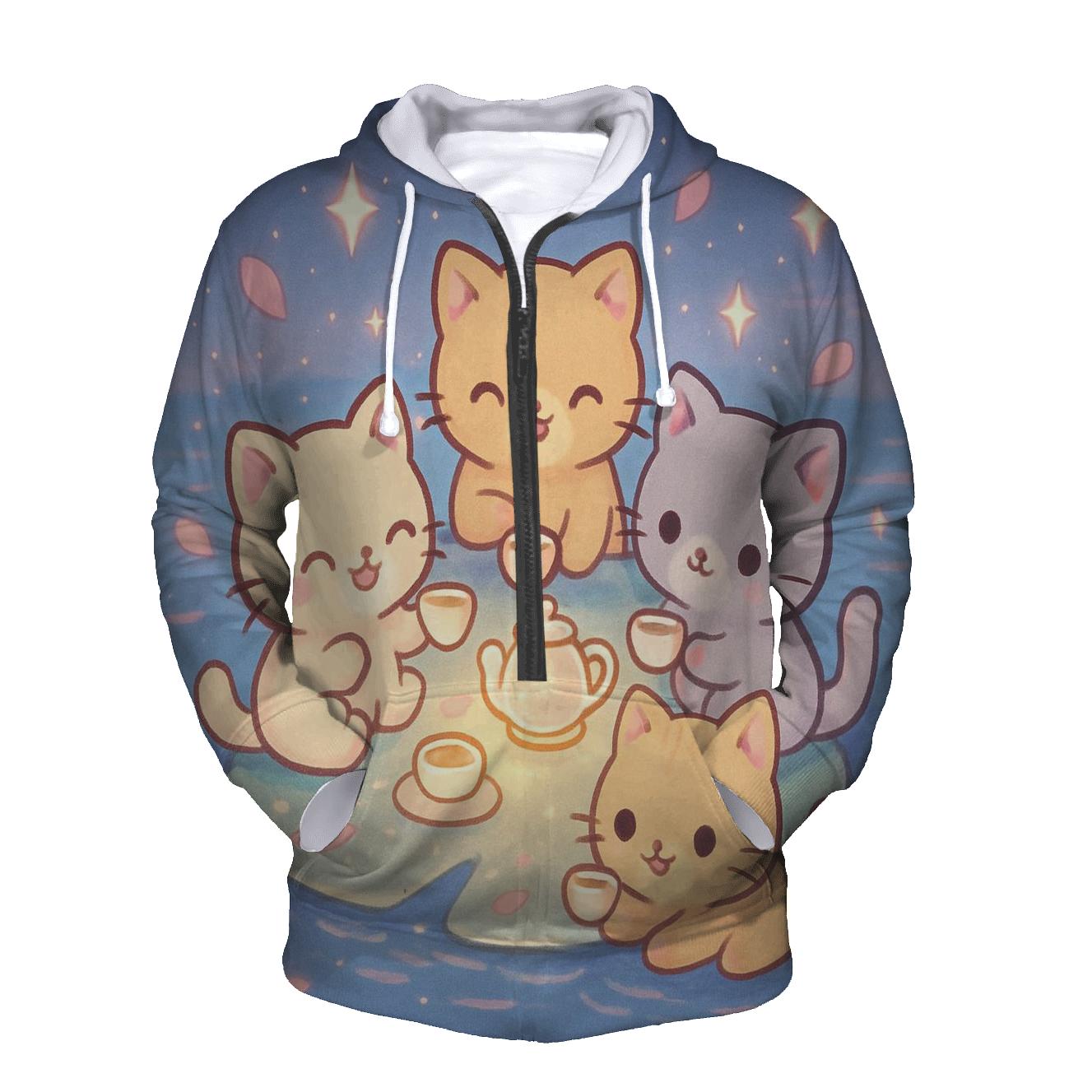 Starlight Tea Party Kittens pullover hoodies