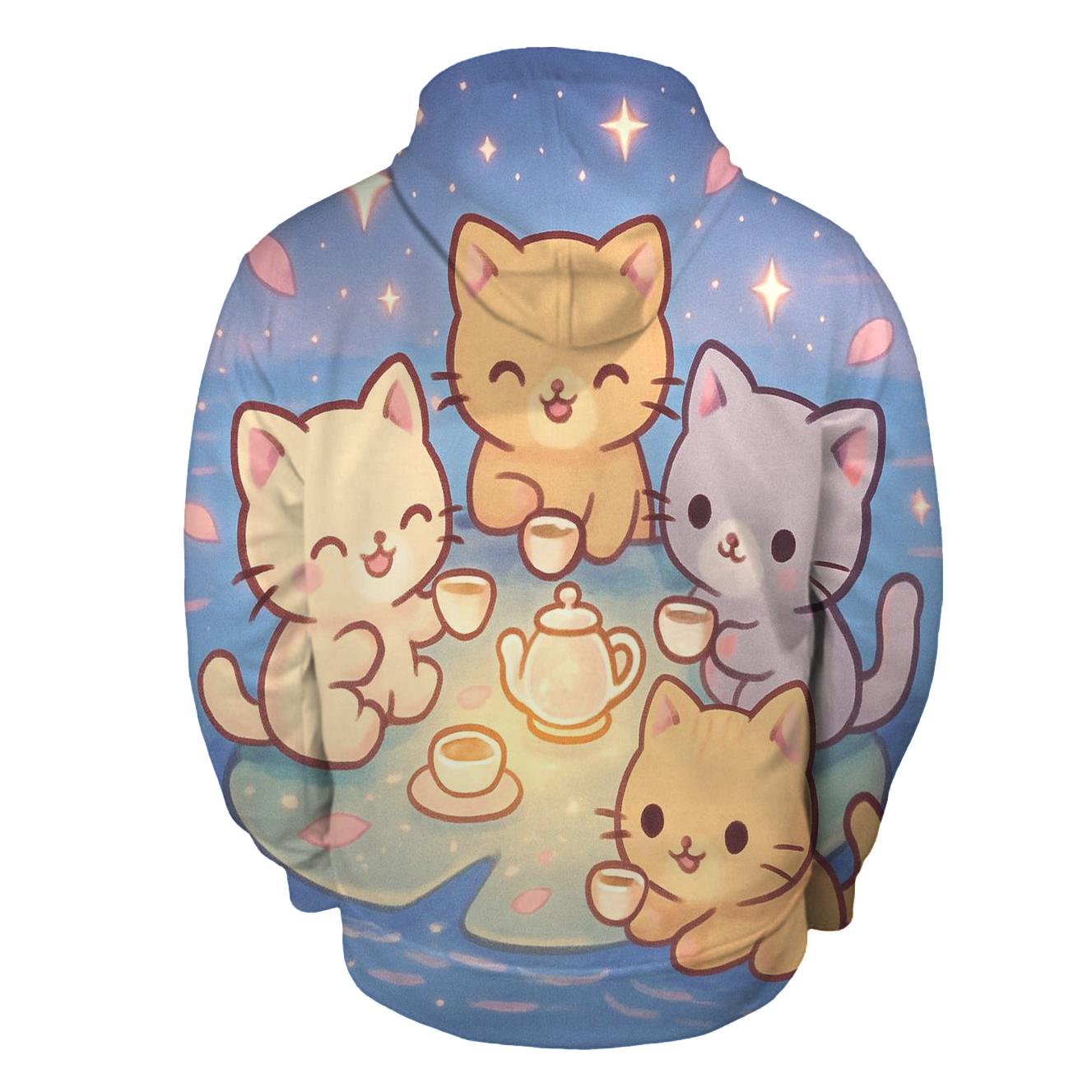 Starlight Tea Party Kittens pullover hoodies
