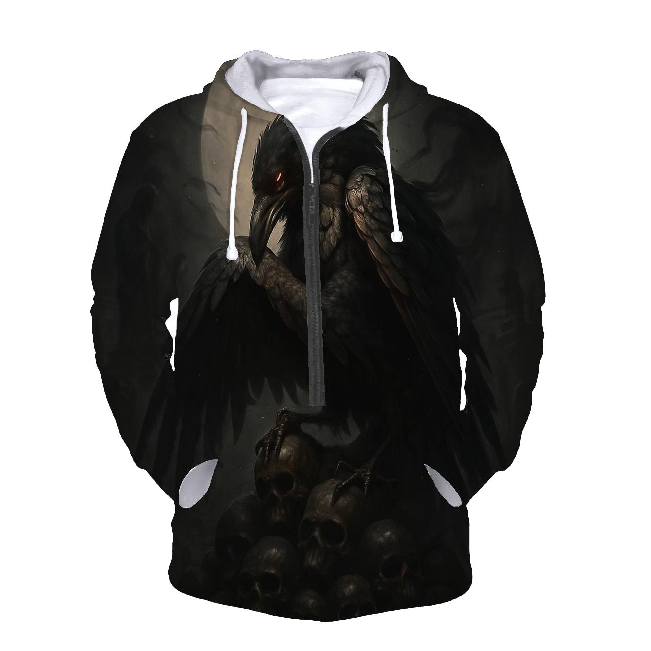 Obsidian Raven With Crimson Eyes graphic hoodies