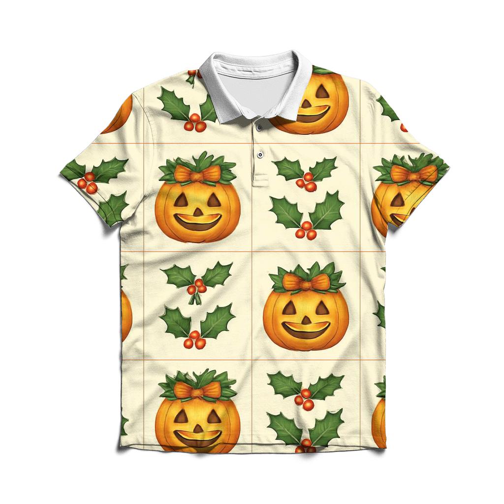 Carolers Pumpkin Grid personalized polo shirts