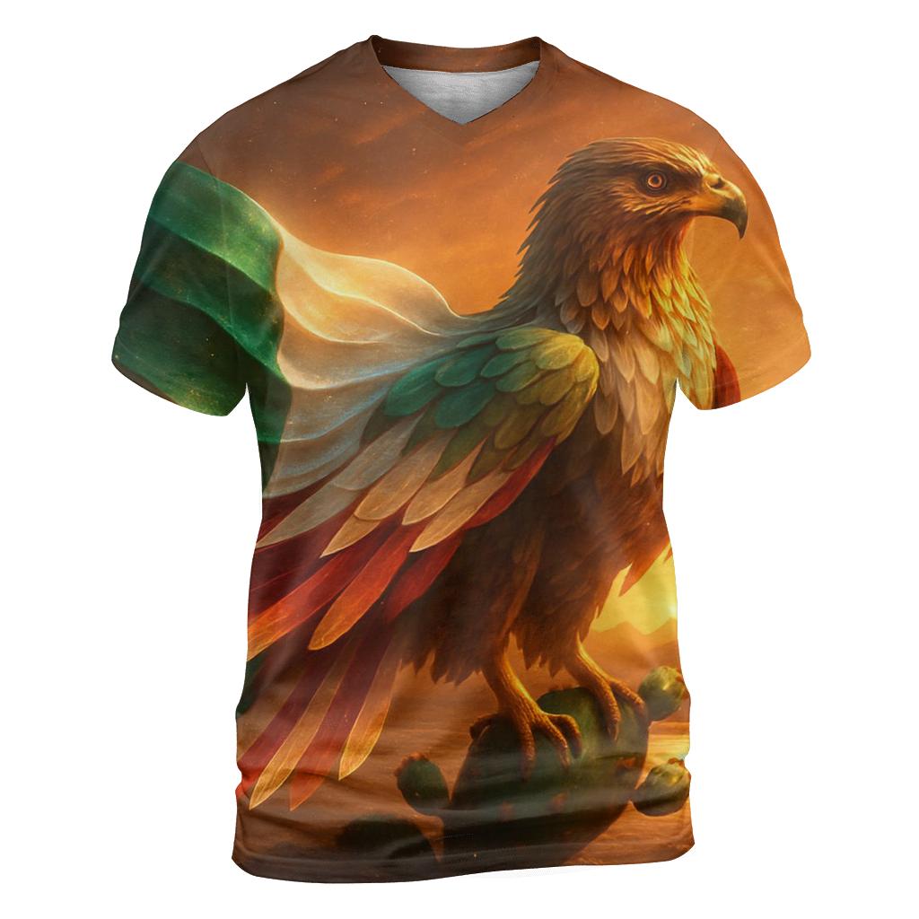 Eagle Serpent Mexico artistic all-over print tops