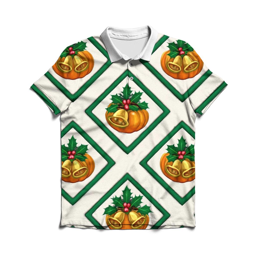 Holly Lattice Pumpkin Tiles branded logo polo shirts