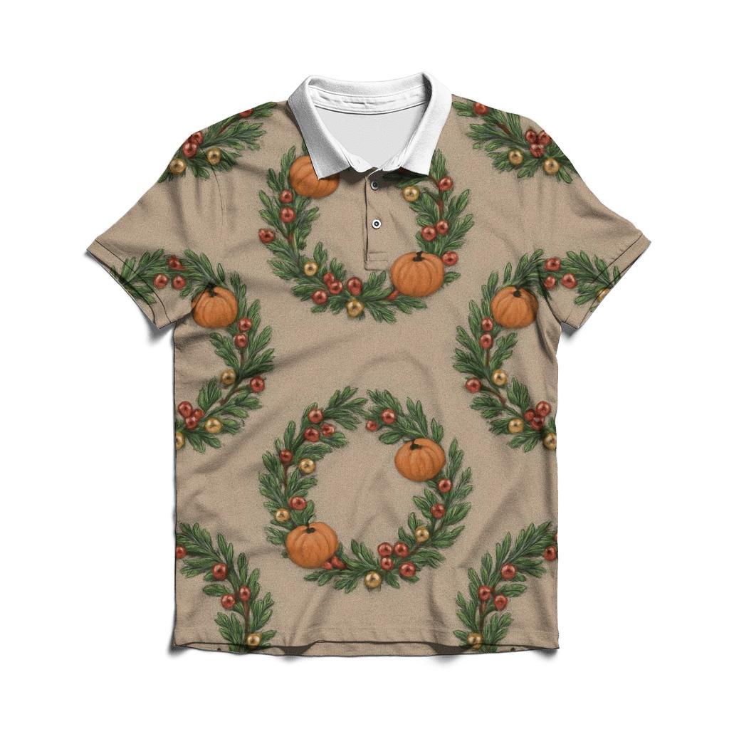 Winter Wreath Pumpkin Repeat custom polo shirts