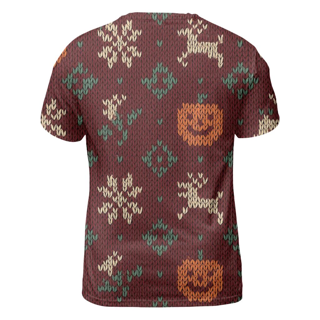 Nordic Pumpkin Knit Repeat artistic all-over print tops