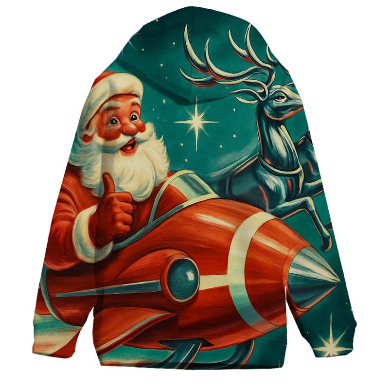 Retro Rocket Sleigh Santa hoodie styles