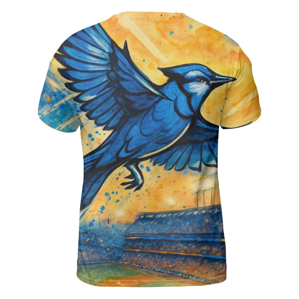 Blue Jay Over Stadium unique graphic print tees