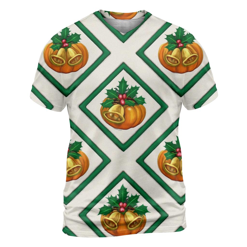Holly Lattice Pumpkin Tiles vibrant all-over design tees