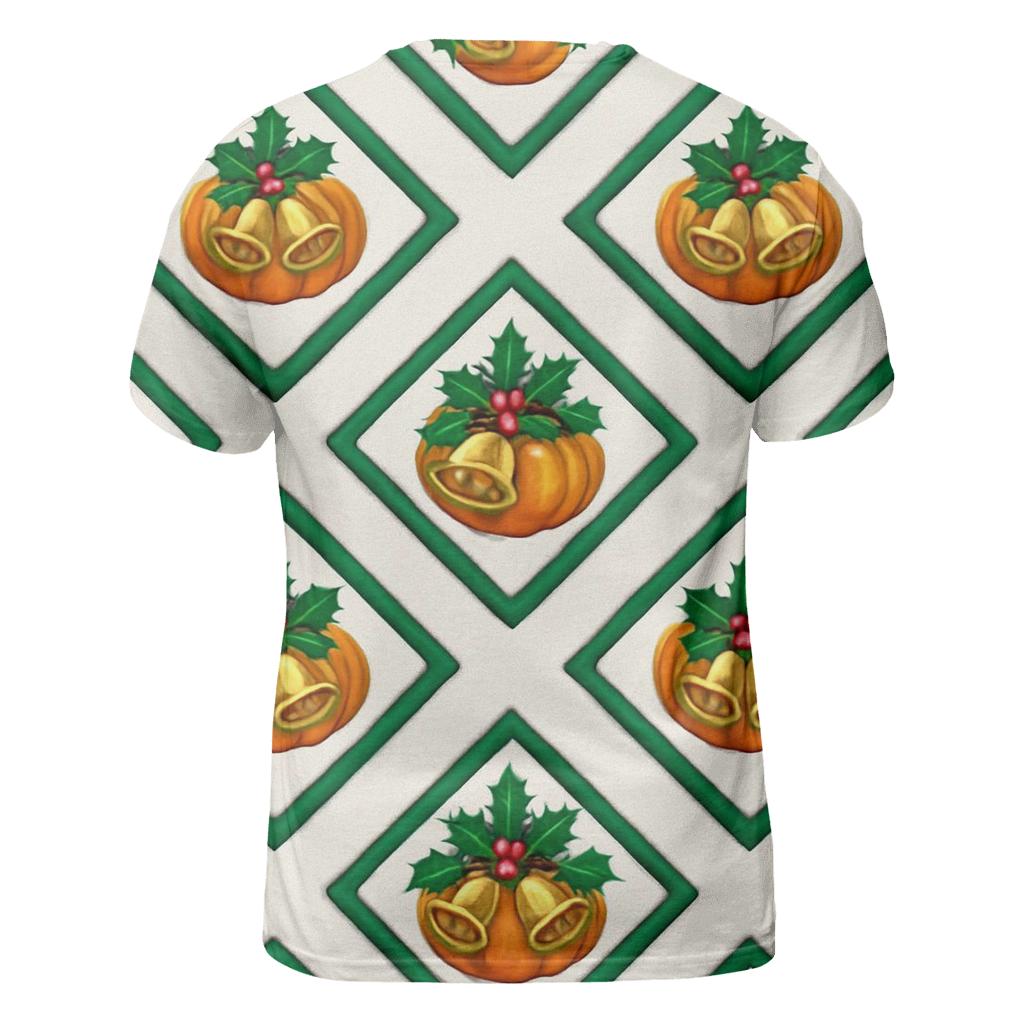 Holly Lattice Pumpkin Tiles vibrant all-over design tees